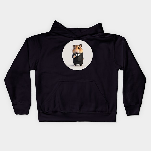 Hamster as a businessman (no text) Kids Hoodie by Rabbit Hole Designs